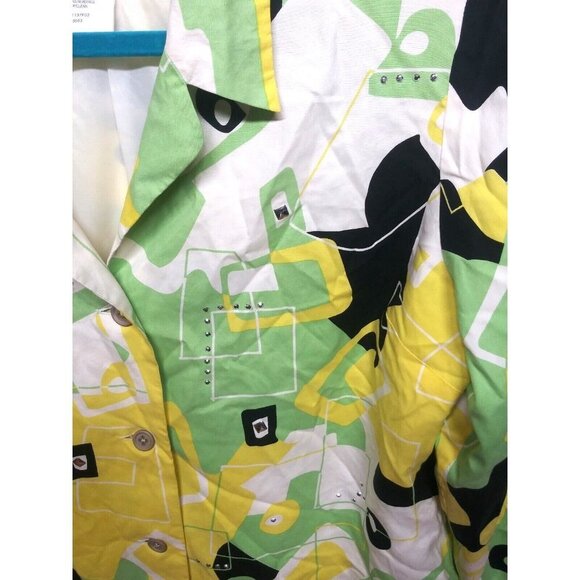 Nancy Bolen City Girl Blazer Jacket 100% Silk PS Relaxed abstract geometric - Picture 4 of 7